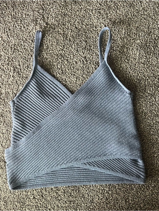 aerie Tops - aerie Ribbed Wrap-Front Cami Top - Light Blue